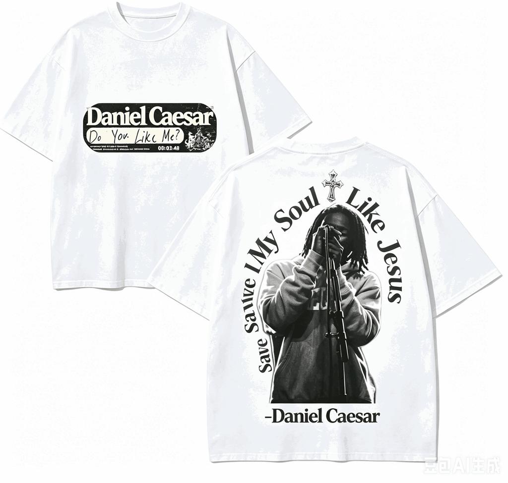 Daniel Caesar Tričko pro fanoušky Unisex Unisex Harajuku Oversized Unisex Krátký rukáv Streetwear Vysoká kvalita Pár Komfortní
