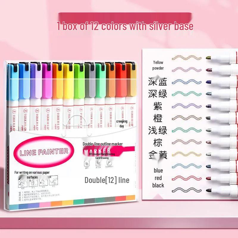 Dual-Outline Sandwich Glitter Highlighter for Journals and Handmade Drawings