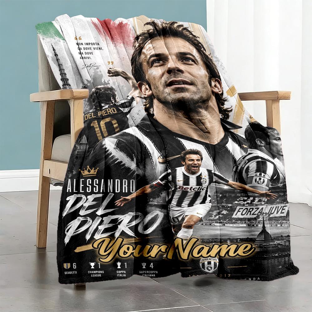 Juventus Personalized Text Blanket Throw Customizable Blanket Soft Warm Cozy Versatile for Bed Livingroom Office Seaside for All Occasions