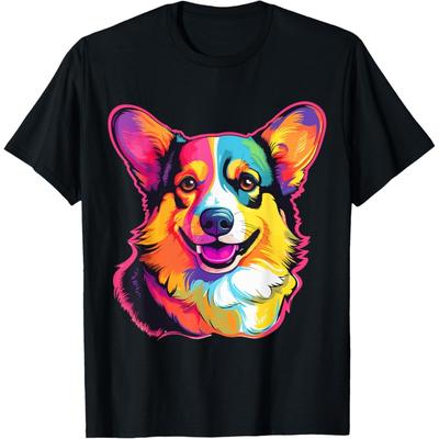 Welsh Corgi Pembroke Dog Breed Pet Pop Art Colorful Graphic T-Shirt