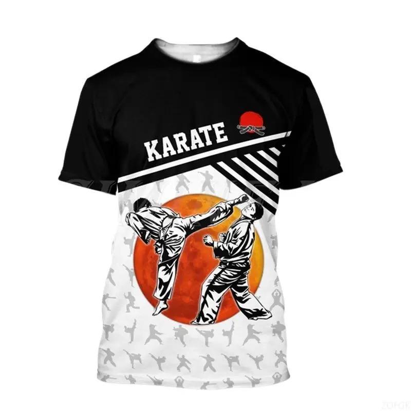Japanese Training T-shirt Men's 3D Karate Printed T-shirt Sportswear Men's Sweat Absorbing Breathable T-shirt