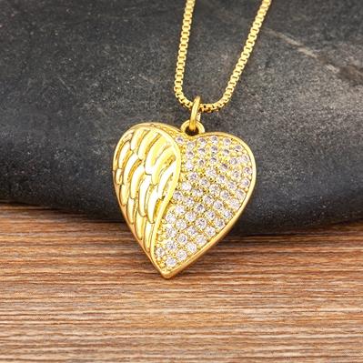 

Nidin Romantic Heart Pendant Zircon Necklaces 13 Styles For Women Gold Plated Chain Choker Neck Jewelry Fine Wedding Gift Femme