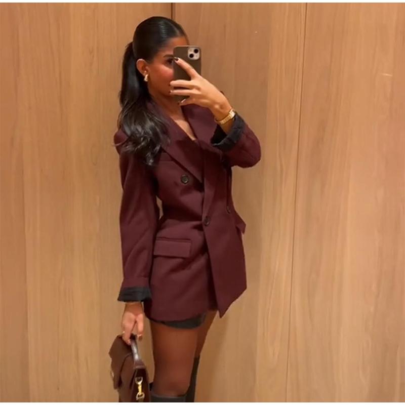 Женский пиджак красного вина — фото 18