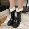 Rain shoes women's short tube fashion waterproof shoes flat rubber shoes wear medium tube water boots warm rain boots fashion