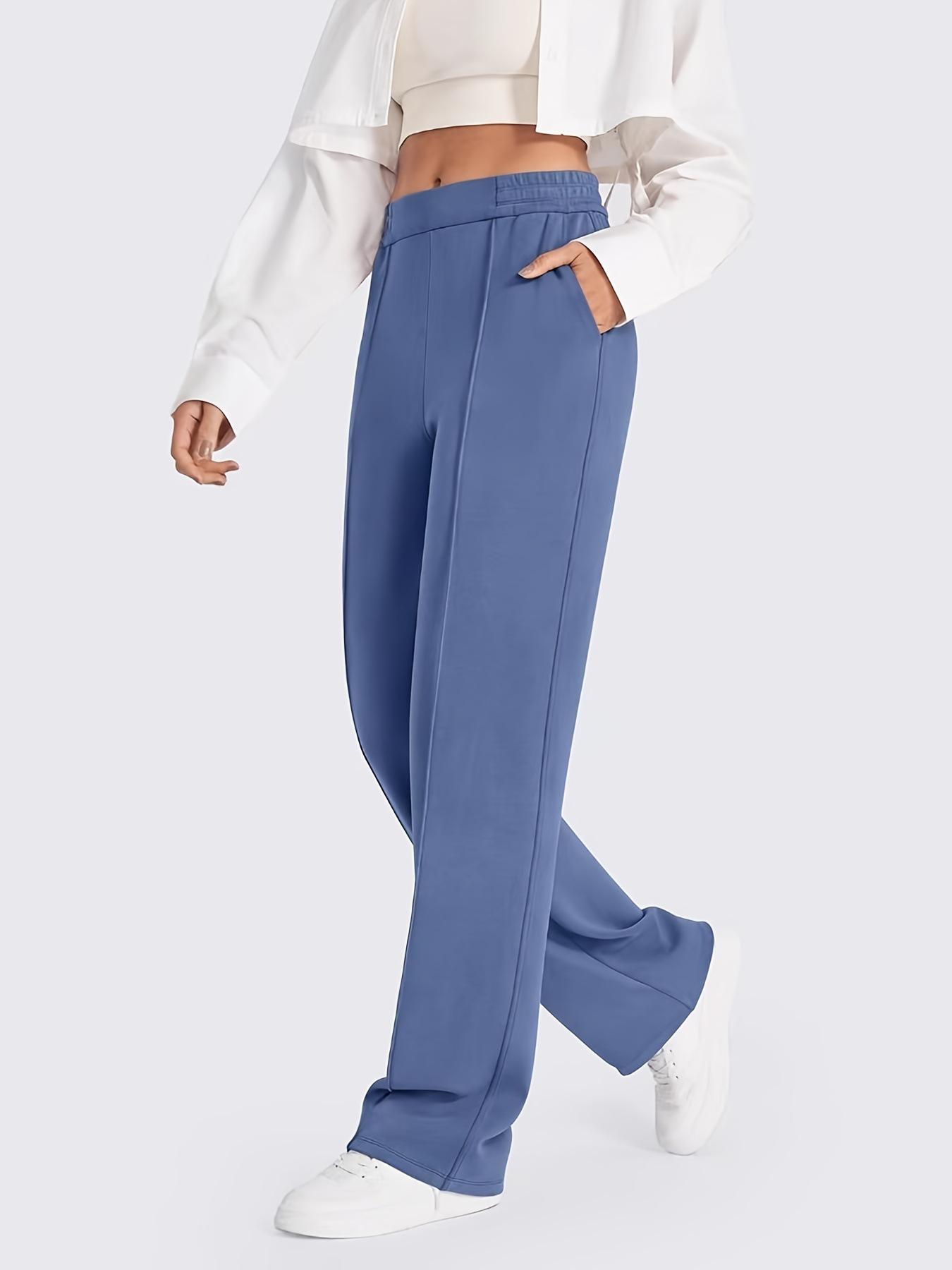 

Women s Black High Waist Elastic Straight Leg Pants with Pockets - Casual, Comfortable, New Style 2XL озеро синий