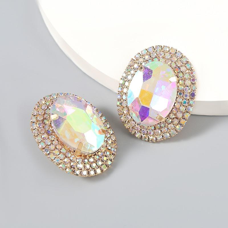 Exaggerated Claw Chain Oval Ultra-bright Earrings and Stud Earrings