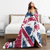 Union Jack Flag Knitted Fashion Blanket Flannel UK United Kingdom Great Britain British Warm Throw Fashion Blanket for Outdoor Travel Breath