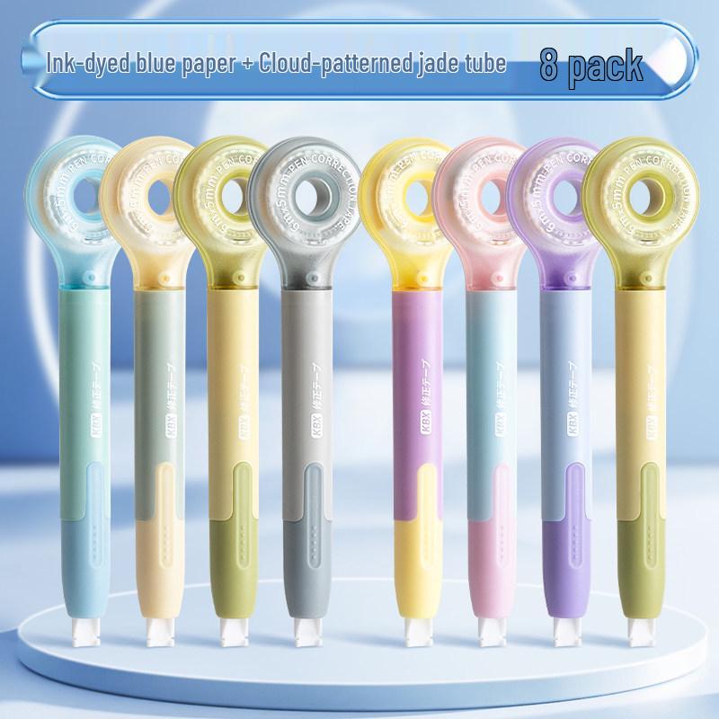 Pen-Style High-Capacity Correction Tape with Push-Button Design, Silent Operation, for Students