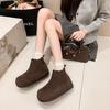 Internet celebrity matte leather platform Chelsea short boots winter  new retro velvet big head heightening cotton shoes