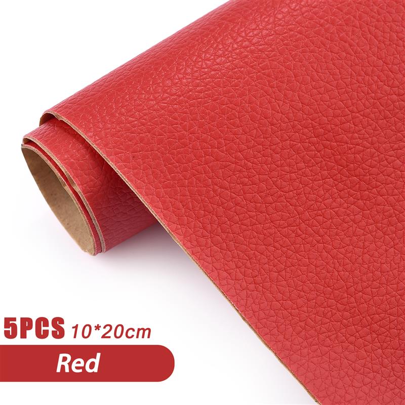 5Pcs 10*20cm Self-Adhesive Leather Stickers Strong Viscosity Artificial Litchi PU Leather Repair Patch For Sofa Car Seat Decals
