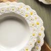 Ceramic Daisy Embossed Creative Dishes, Household Vegetable Rice Soup Bowl Dinner Plate Ceramic Set Combination Tableware