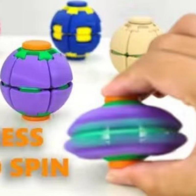 New Creative Stress Relief Finger Toy - Press to Transform and Spin Fidget Gyro - Anxiety Relief Sensory Novelty Gift
