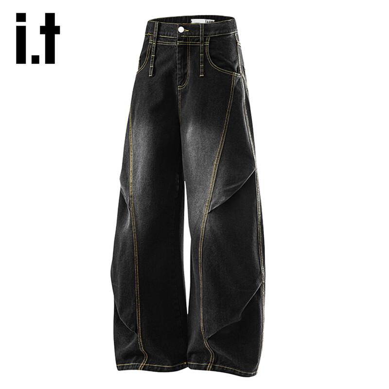 Izzueit Men s Retro Washed Wide-Leg Jeans 2XL
