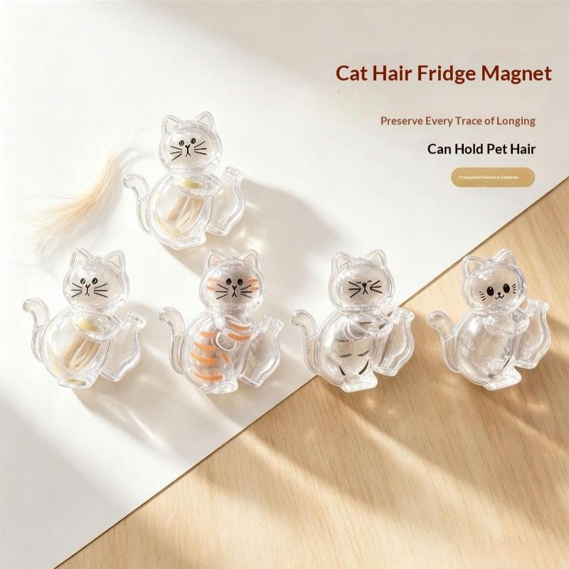 Transparent Acrylic Cat Shaped Pet Hair Storage Jar Cartoon Design Perfect For Cat Owners To Store Fur And Whiskers As Keepsake