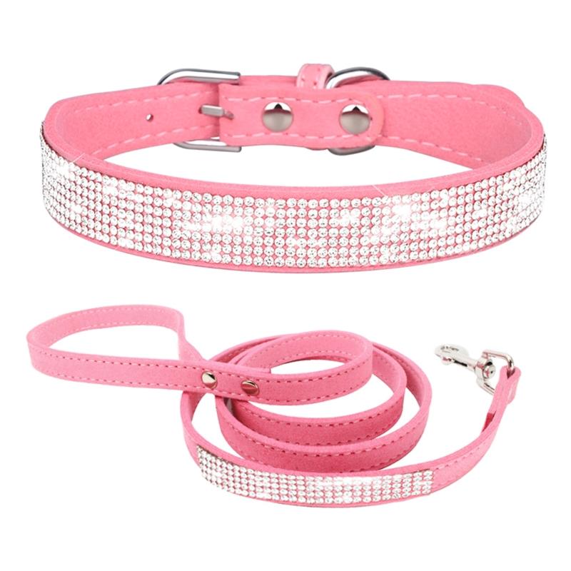 2 Stück Hundehalsband Kordelzug Seil Set Kristall Bling für Strassstein Verstellbares Band Welpe für Katzen Halsbänder Hals Hals St