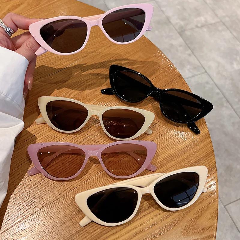 Vintage Sun Glasses Fashion Trendy Riding Fishing Shades For Women Men Ladies Luxury Cat Eye Sunglasses Small Frame
