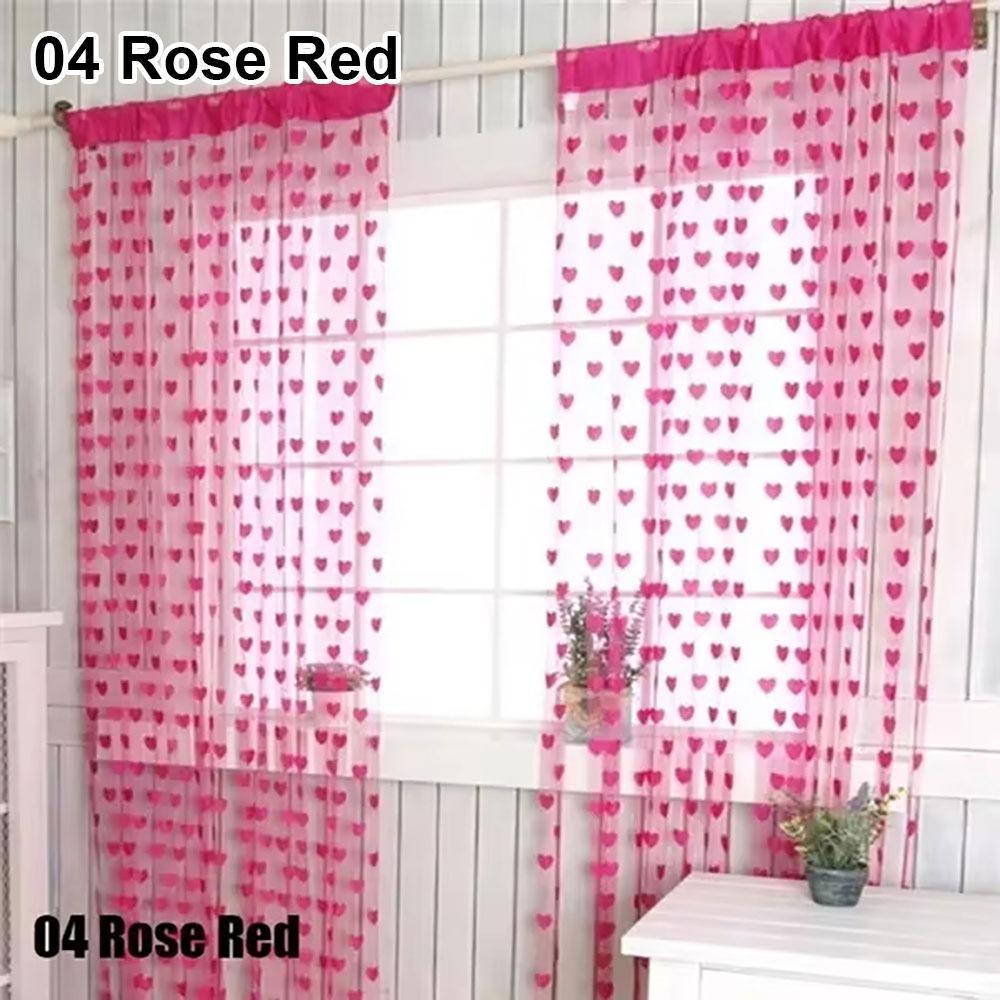 

1Pcs Colorful Voile Curtain Window Door Sheer Curtain For Living Room Home Decoration 04 Rose Red