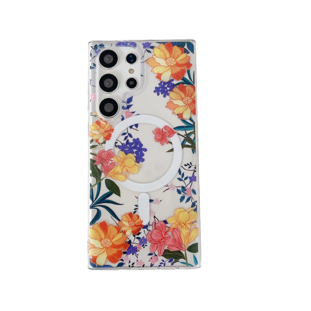 Suitable for Samsung S25ultra Mobile Phone Case Double Sided Magnetic Suction S23FE Stamen High Transparent Anti Fall S24U Protective Case A56