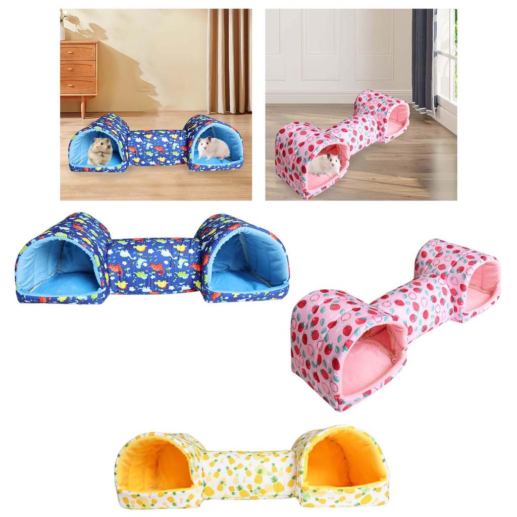 Guinea Pig Tunnel and Bed Hamster Hideout Breathable Entertainment Corner Tunnel Tube Guinea Pig Bed for Small Pets Mice