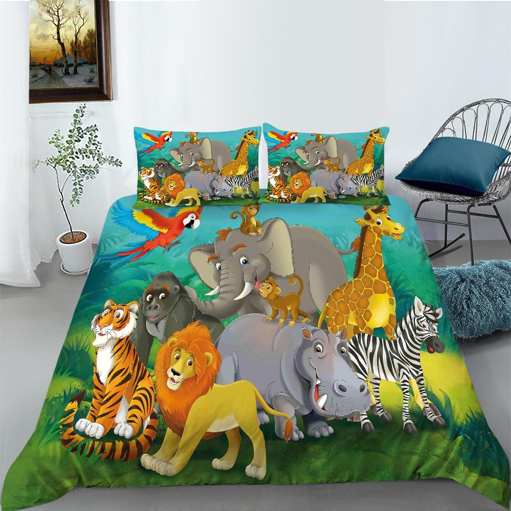 Cartoon Animal Series Bedding Three-Piece Polyester Dinosaur Digital Printing