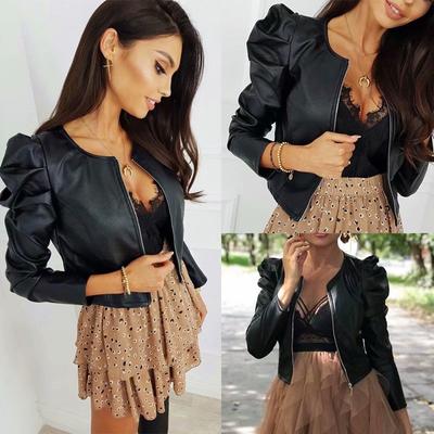Fashion Short Cozy Jacket Μοτοσικλέτα Παλτό από συνθετικό δέρμα Γυναικείο μπουφάν