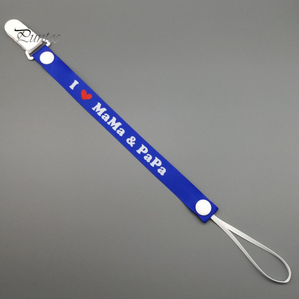 Puntos Baby I Love Mama Papa Säuglingsnahrung Schnullerclip Band Nippelhalter Beißring Spielzeug