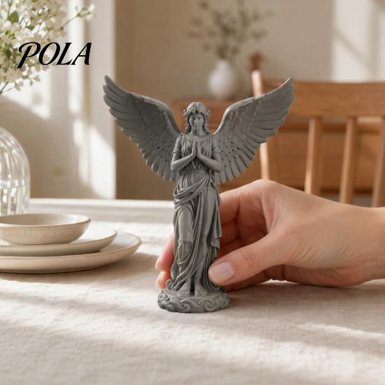 Decorative Angel Sculpture 3D Printed Praying Figurine, Retro Guardian Angle Statue, Elegant Statue Artistic Winged Women Decoration for Home Office,