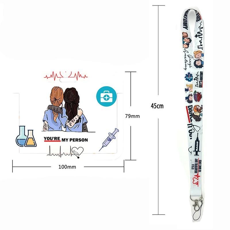 100 Stijlen Grey's Anatomy Badgehouder Sleutelhangers Nekkoord Pas Kaarthouder Anime Creditcardhouder Sleutelhanger Lussen paars