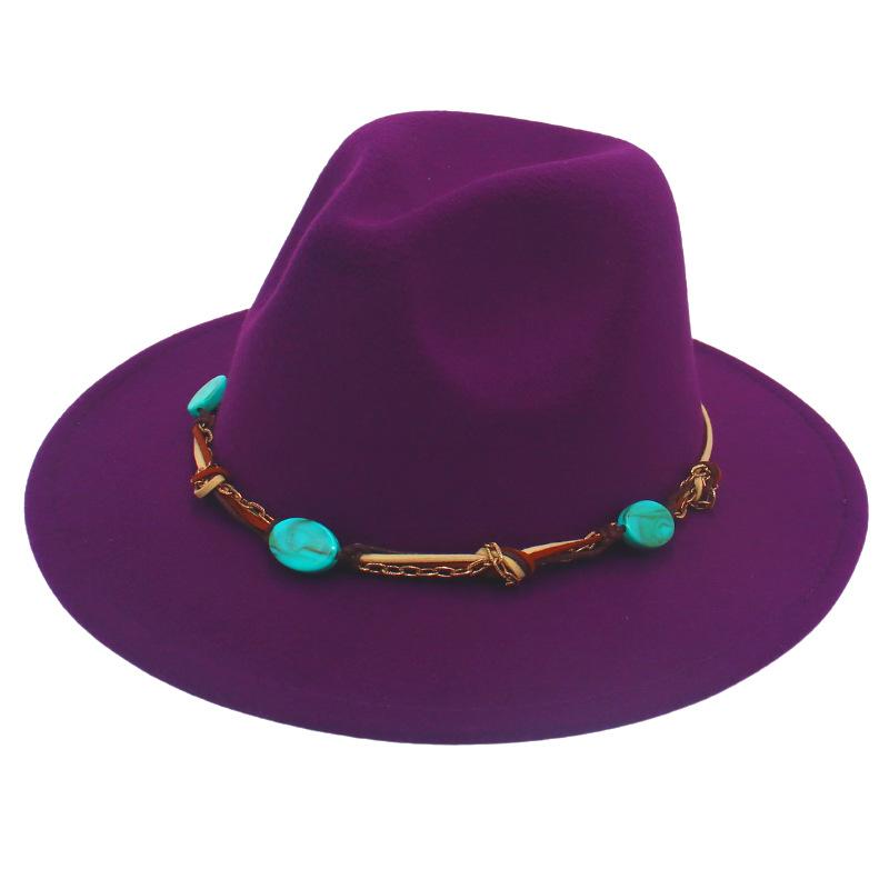 New Emerald Western Style Top Hat Resin Accessories Jazz Hat European And American Style Woolen Felt Hat