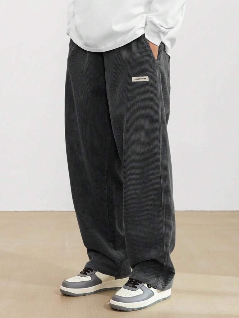 Men's Japanese Style Wide-Leg Cargo Pants - Autumn/Winter Solid Color Fashion