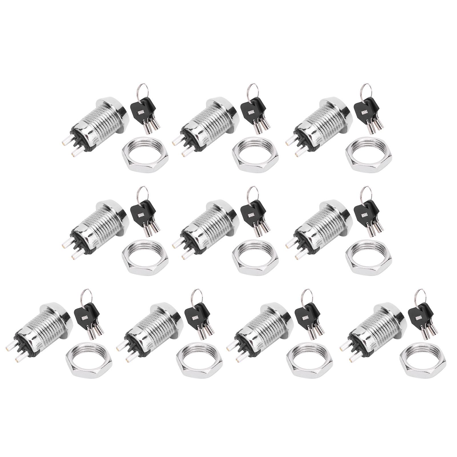 

10 Sets Key Switch Stainless Steel OnOff Power Lock Double Pull Switches 12 x 22mm