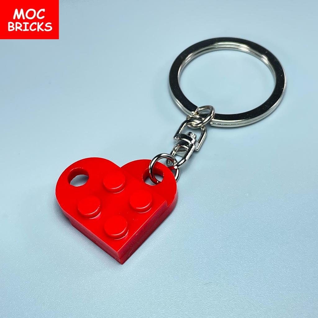 Non-Toxic Moc Bricks Heart Key Chain Plate Modified 2X3 With Hole 3176 Coupling Love Thanksgiving Educational Building Block Lovers Gift