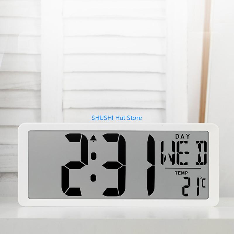 Large LCD Wall Clock with Temperature Date Display for Home Office Decoration D57B