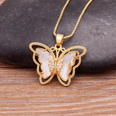 Nidin Top Quality Austrian Crystal Zircon 10 Colors Butterfly Pendant For Women Female Colorful Animal Necklace Jewelry Gifts