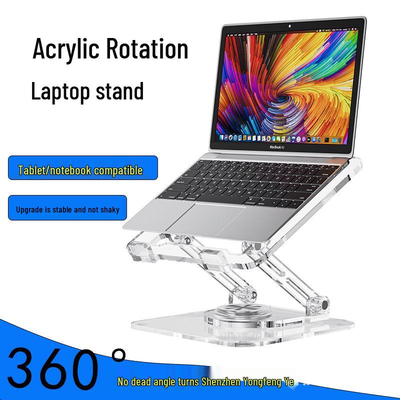 Acrylic 360° Rotating Laptop & Tablet Stand: Foldable for Online Classes and Binge-Watching 237*251.6*67mm