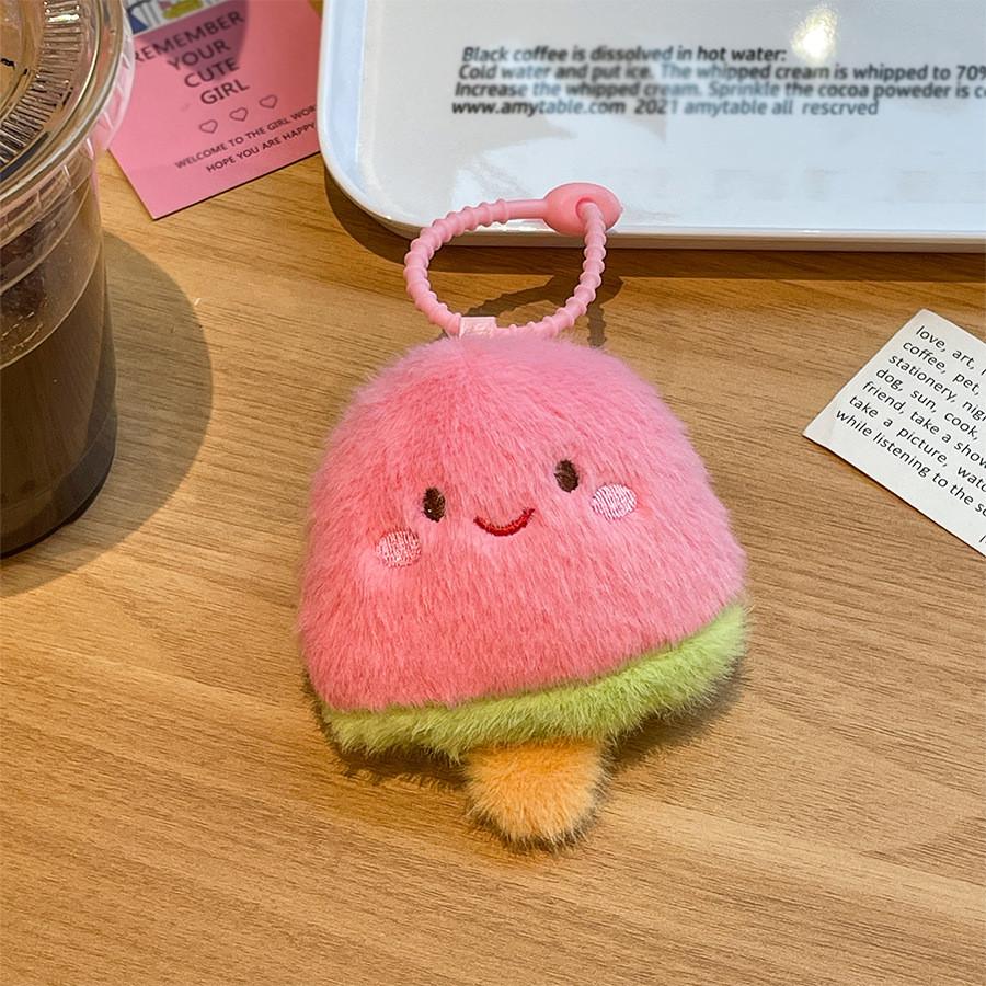 Cute Summer Watermelon Ice Cream Plush Keychain With Pp Cotton Filling For Kids And Teens