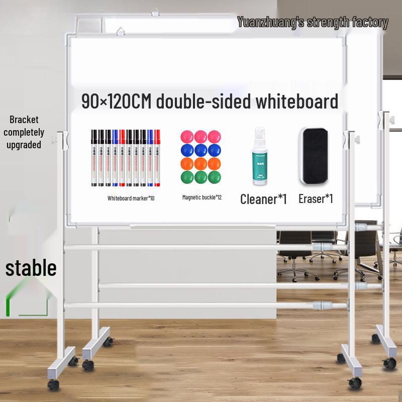 Double-Sided Magnetic Whiteboard & Chalkboard with Mobile Stand for Home, Teaching, and Office Use