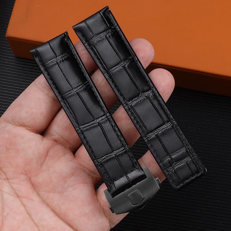 Классический 24 мм 20 мм 22 мм для TAG Heuer Calera кожаный ремешок для часов Синий — фото 12