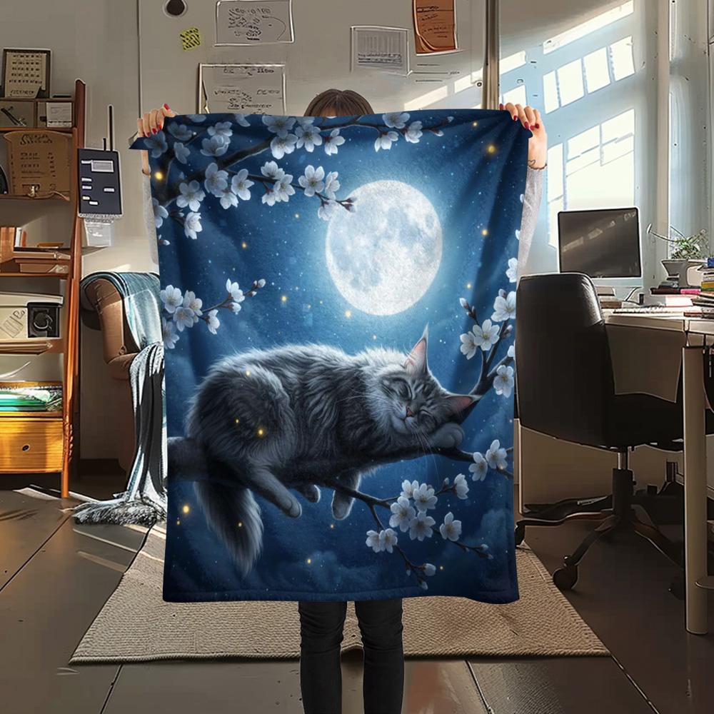 1PC Sleeping animals Print Flannel Blanket, High quality Comfortable for All Seasons, Home Decor, Warmth and Comfort