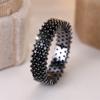 Cute Round Stone Black White Green Zircon Rings For Women Vintage Black Metal Gold CopperColor Ring Wedding Jewelry Bridal Gift