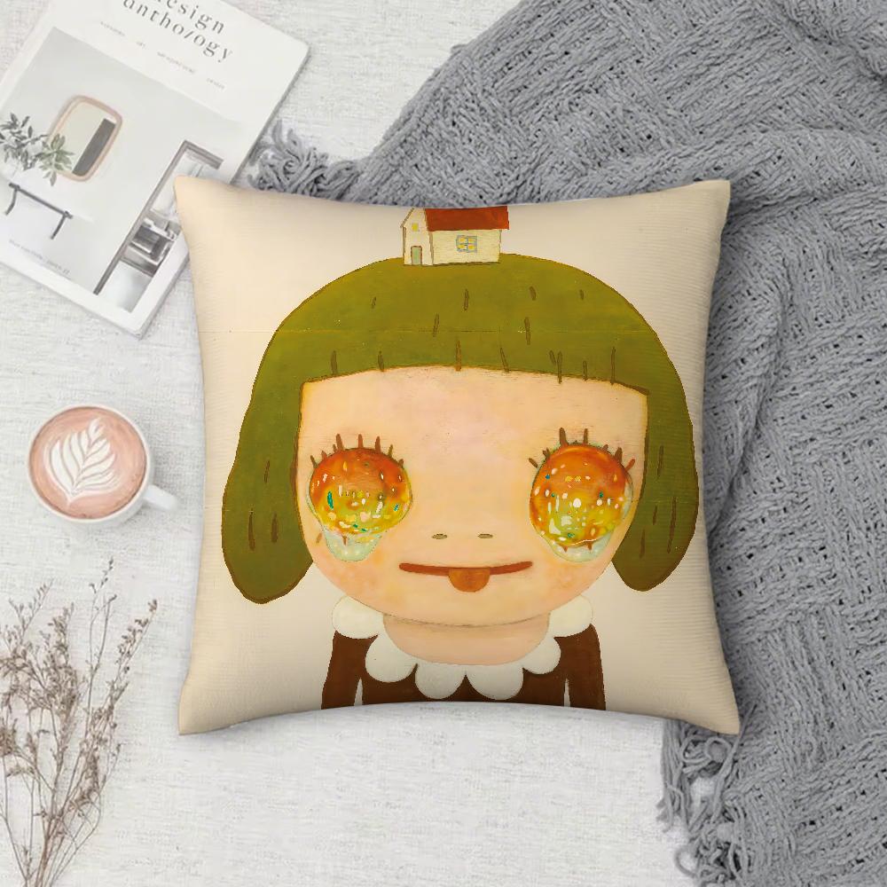 Art YYoshitomo NNara Pillow Case Square DoubleSided Printing Sofa Cushion Cover Pillowcase Bedroom Bedside