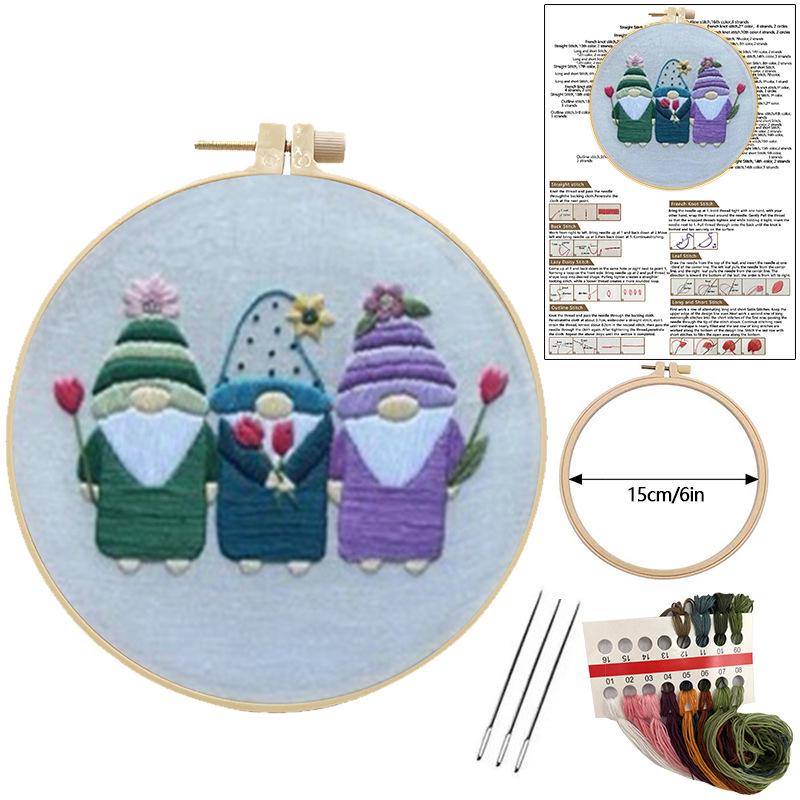 New DIY Christmas Embroidery Kit - Handmade Set 15cm (Unfinished 25cm Fabric)