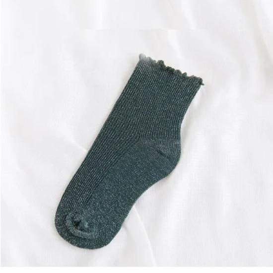 Fashion Retro Shining Surface Daily Women's Socks Pure Cotton Sweet Girl Rib Knit Spring Summer Socks Shiny Woman Simple Socks