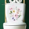 Toilet Lid Sticker Strong Stickiness PVC Waterproof Easy-peel Flower Theme Toilet Seat Decal Restroom Art Decoration