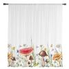 Champignons fleurs plantes pure Voile rideaux de fenêtre rideaux en Tulle salon balcon décoration rideaux