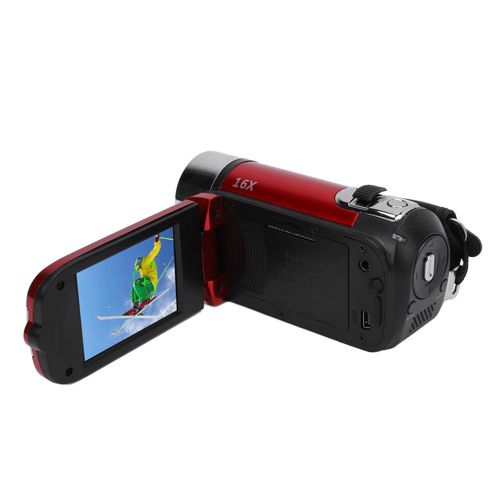 Video Camera with 2.4 Inch Color Screen Fill Light 16MP 1080P 16X Digital Zoom Anti Shake Loop Video Recording