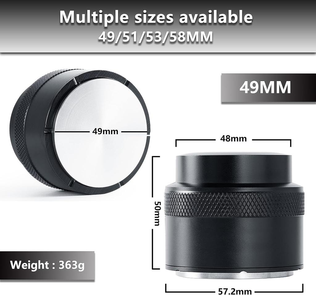 NEOUZA 49mm Coffee Palm Tamper, Barista Leveler with Built-in Spring, Stainless Steel, for Espresso Machine Portafilters