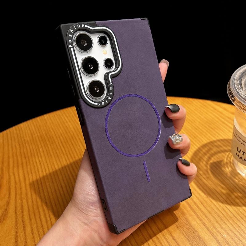 Retro Leather For Magsafe Magnetic Wireless Charge Case For Samsung S25 S24 Ultra Plus S22 S23 Ultra Shockproof Protection Cover