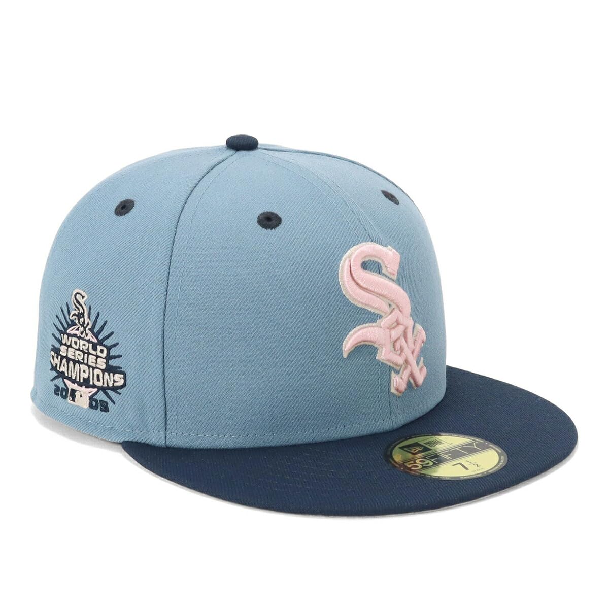 

New Era 59FIFTY Cap MLB Chicago White Sox CWS Faded Blue with Side Under Visor Exclusive to and Side Flat (70922839 NER36C7838) Patch, 2-Tone