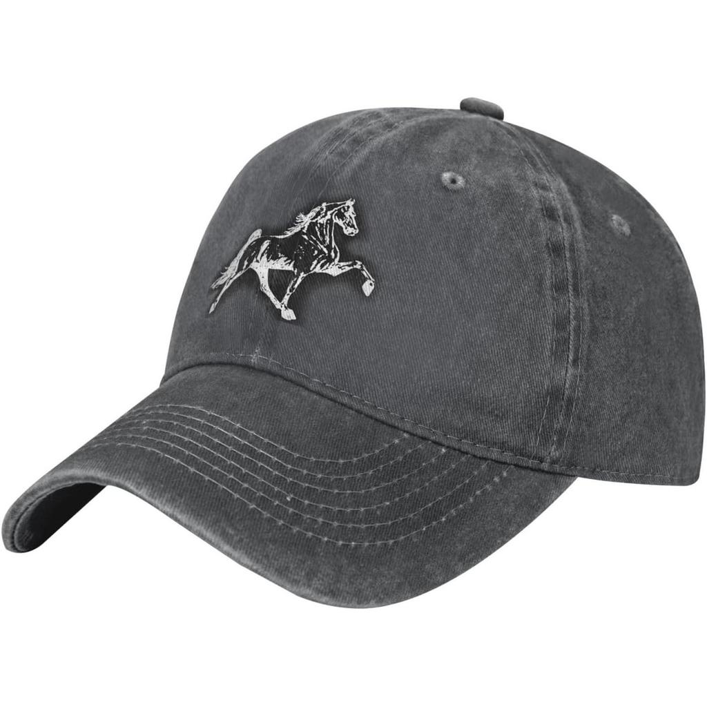 Laufendes Pferd Baseballkappe Gewaschene Baumwolle Verstellbar Niedriges Profil Papa Hut Unisex